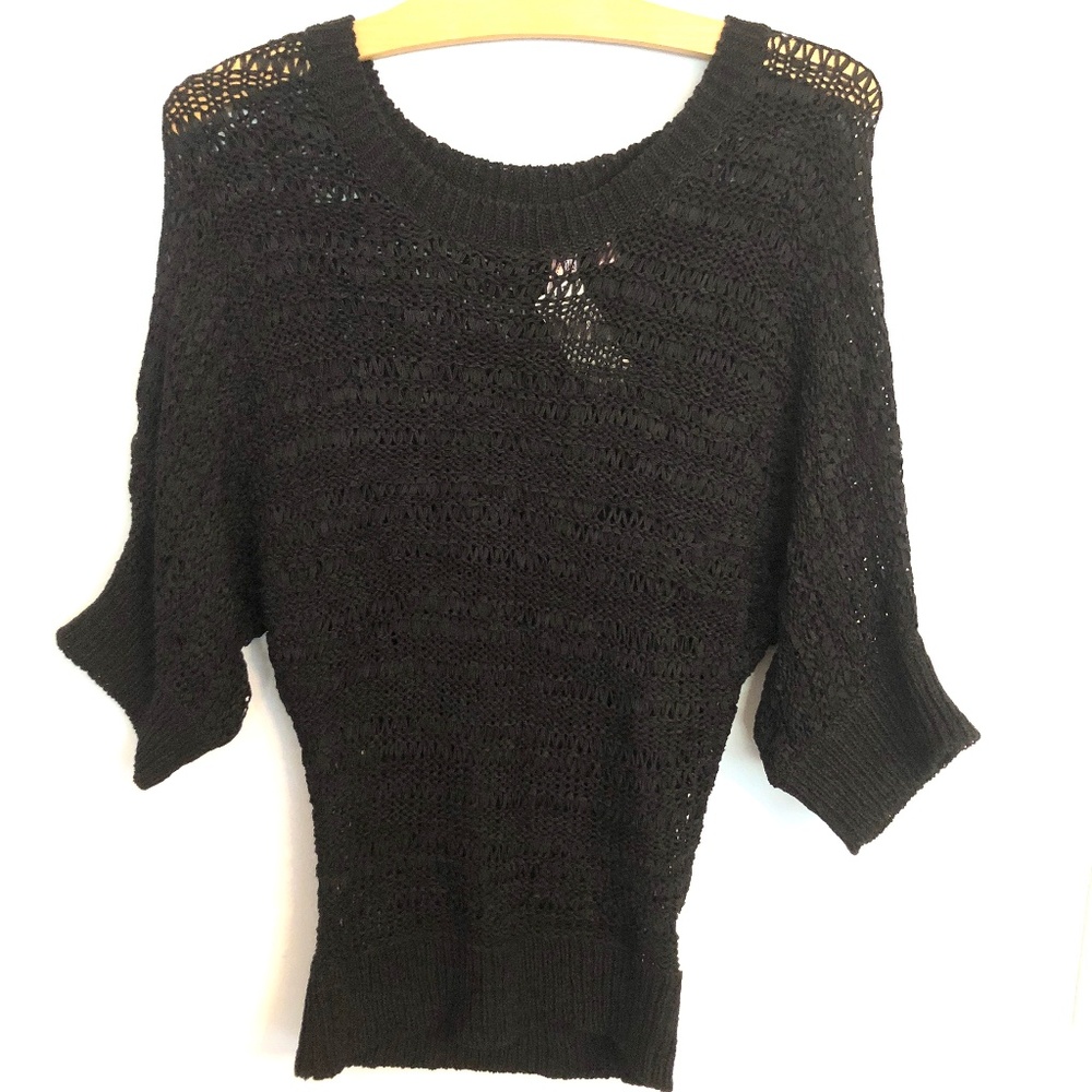 Black Loose Knit Dolman Sleeve Sweater